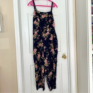Old Navy Blue Floral Jumpsuit with Adjustable Straps